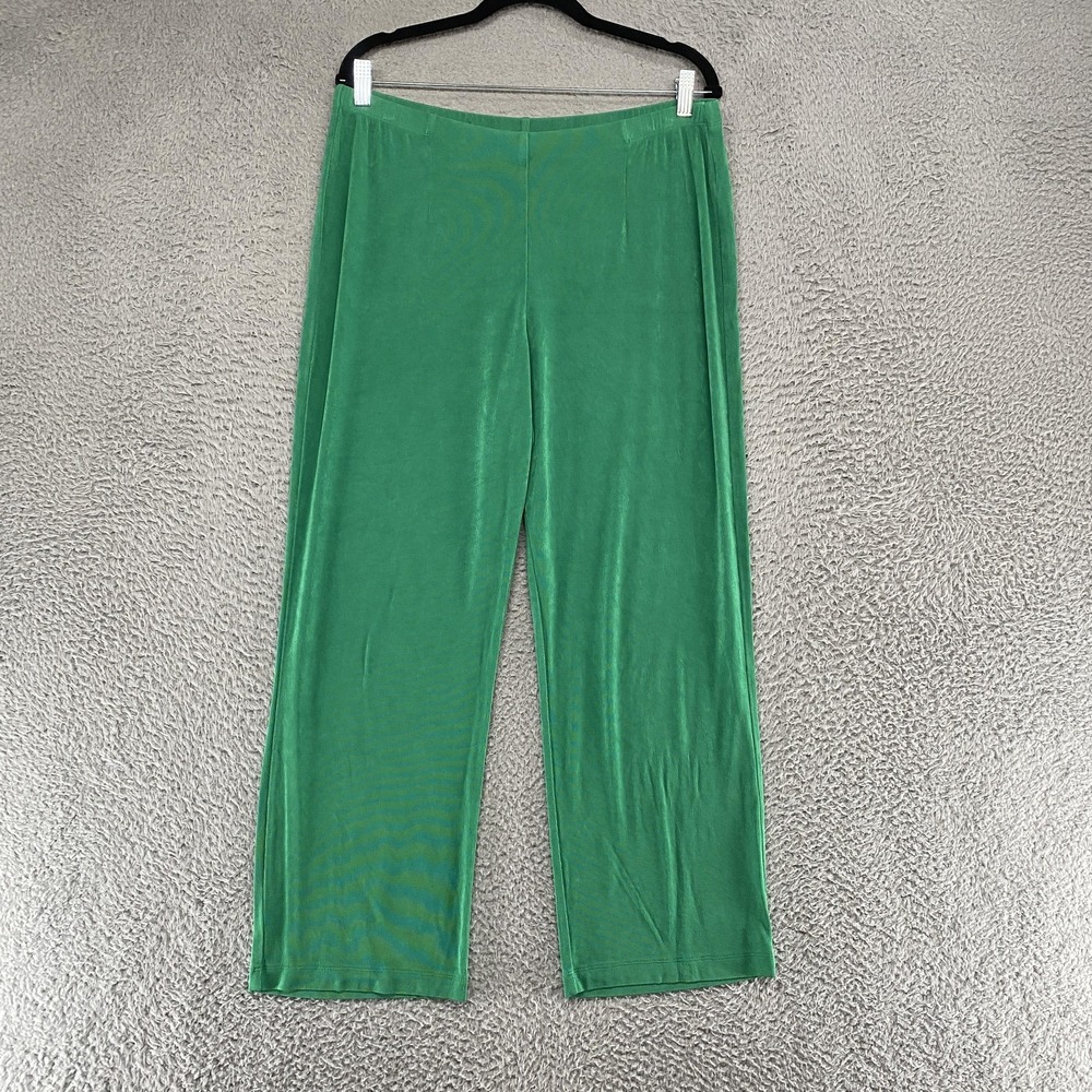 Chico's Travelers Pants Womens 3P / XL Green Straight Leg Pull On Slinky